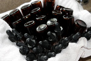 Clean bottles and droppers, drying out