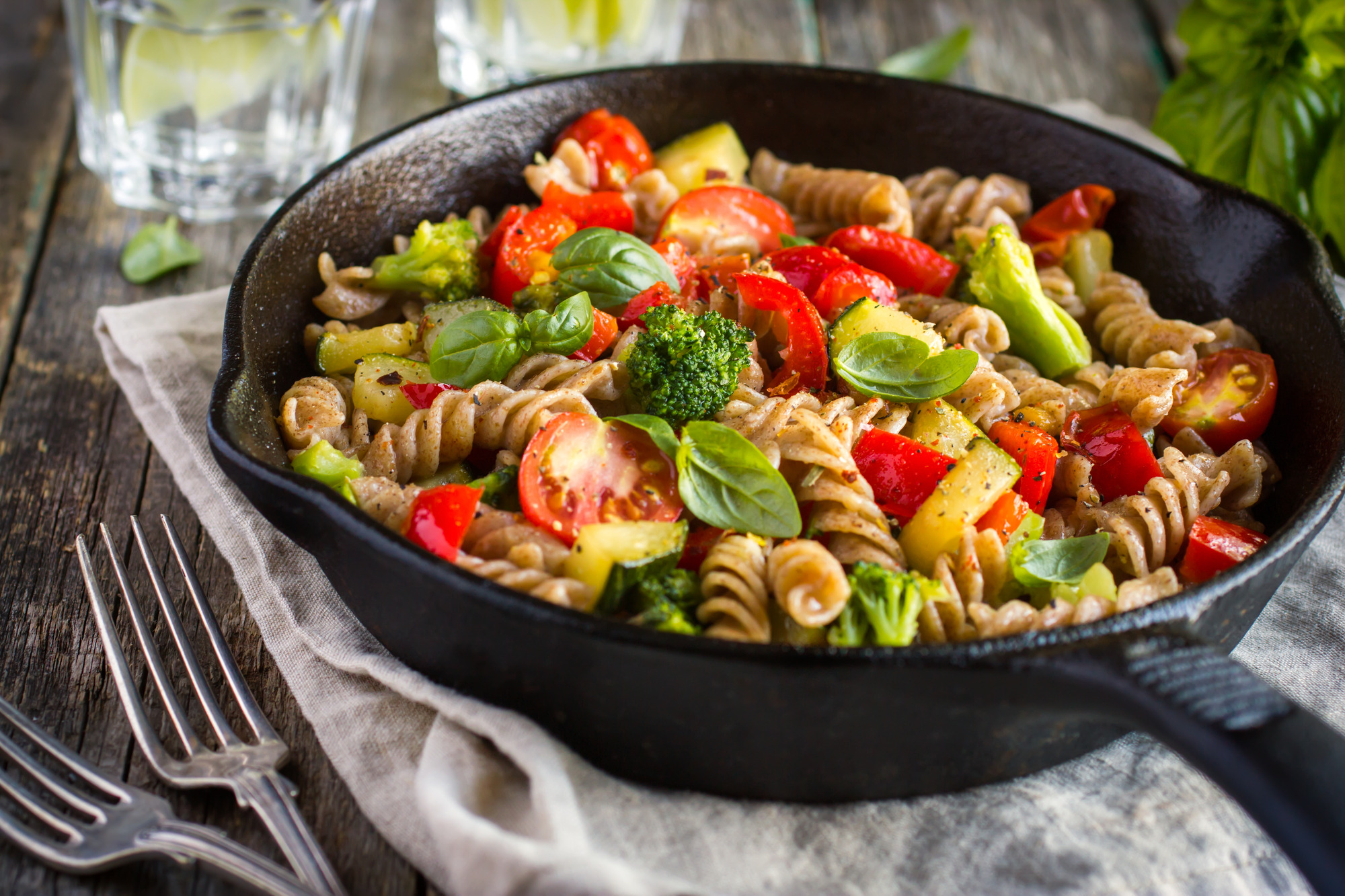 Whole wheat fusilli pasta with vegetables Joanna Steven